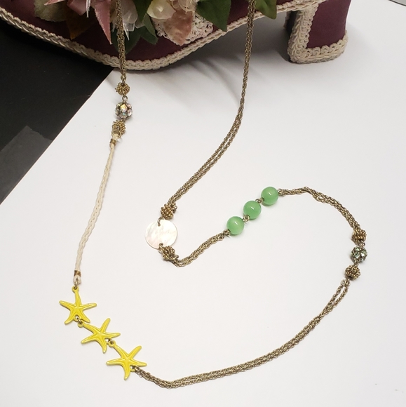 J Crew Summer Time Ocean Theme Jade Starfish Necklace - Picture 8 of 14